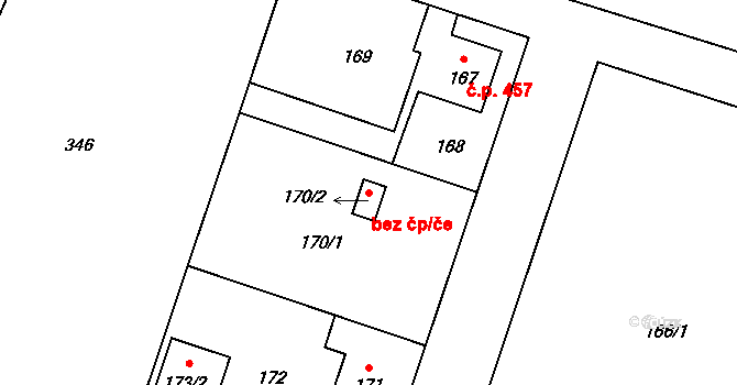 Ostrava 43901042 na parcele st. 170/2 v KÚ Kunčičky, Katastrální mapa
