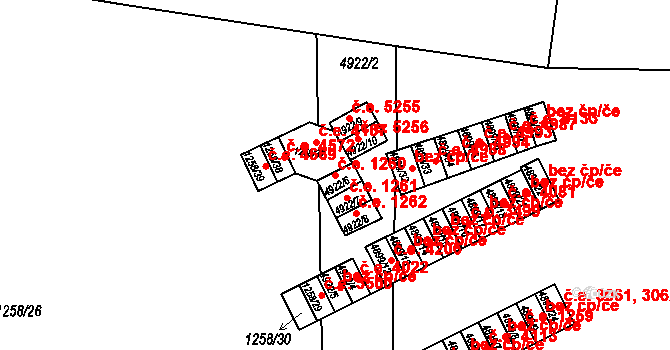 Ústí nad Labem-centrum 1260, Ústí nad Labem na parcele st. 4922/6 v KÚ Ústí nad Labem, Katastrální mapa