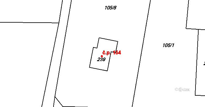Tučapy 154, Holešov na parcele st. 239 v KÚ Tučapy u Holešova, Katastrální mapa