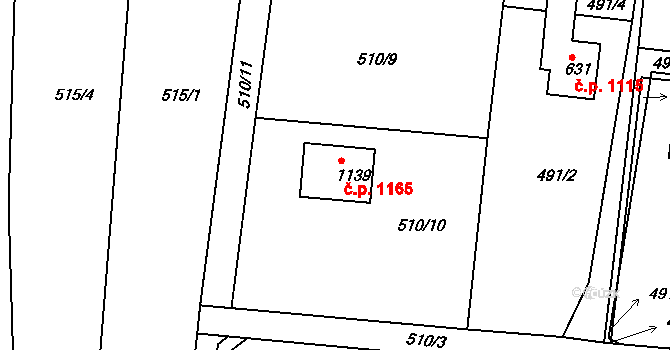 Ládví 1165, Kamenice na parcele st. 1139 v KÚ Ládví, Katastrální mapa