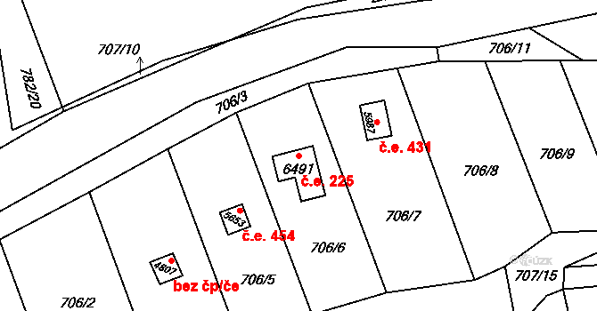 Beroun-Závodí 225, Beroun na parcele st. 6491 v KÚ Beroun, Katastrální mapa