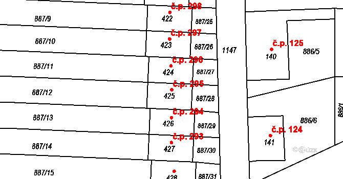 Velká Ves 295, Broumov na parcele st. 425 v KÚ Velká Ves u Broumova, Katastrální mapa