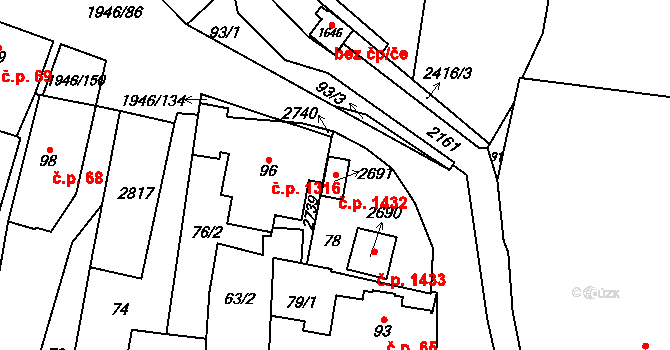 Třebechovice pod Orebem 1432 na parcele st. 2691 v KÚ Třebechovice pod Orebem, Katastrální mapa