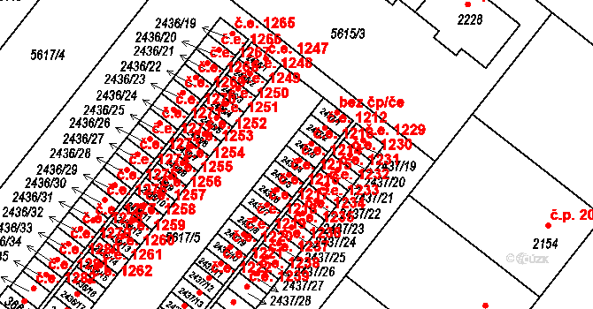 Žatec 1214 na parcele st. 2437/4 v KÚ Žatec, Katastrální mapa