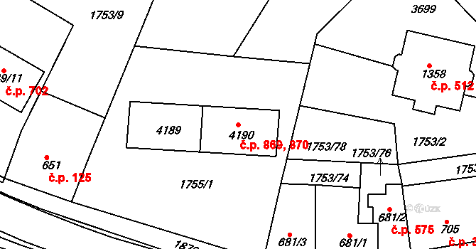 Havlíčkův Brod 869,870 na parcele st. 4190 v KÚ Havlíčkův Brod, Katastrální mapa