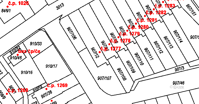Rychnov nad Kněžnou 1277 na parcele st. 907/12 v KÚ Rychnov nad Kněžnou, Katastrální mapa