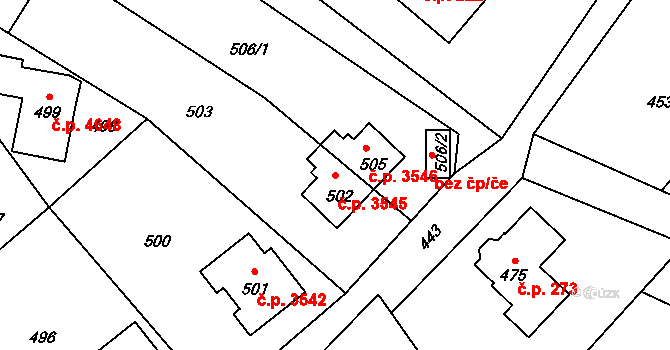 Vrkoslavice 3545, Jablonec nad Nisou na parcele st. 502 v KÚ Vrkoslavice, Katastrální mapa