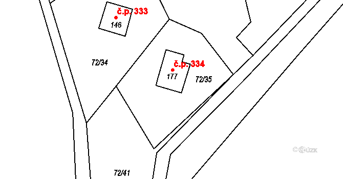 Klení 334, Benešov nad Černou na parcele st. 177 v KÚ Klení, Katastrální mapa