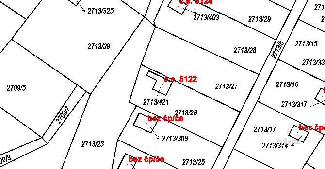 Pelhřimov 5122 na parcele st. 2713/421 v KÚ Pelhřimov, Katastrální mapa