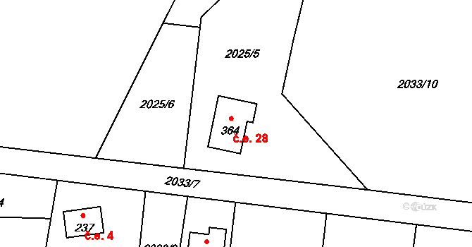 Kochnov 28, Olbramovice na parcele st. 364 v KÚ Olbramovice u Votic, Katastrální mapa