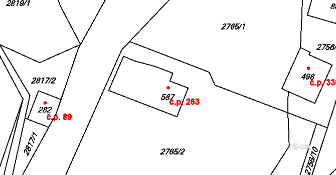 Písek 263 na parcele st. 587 v KÚ Písek u Jablunkova, Katastrální mapa