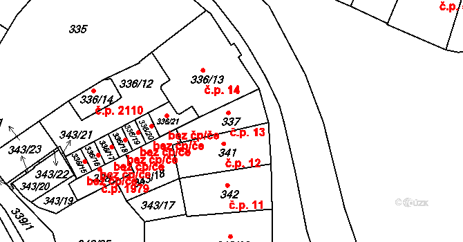 Tachov 13 na parcele st. 337 v KÚ Tachov, Katastrální mapa