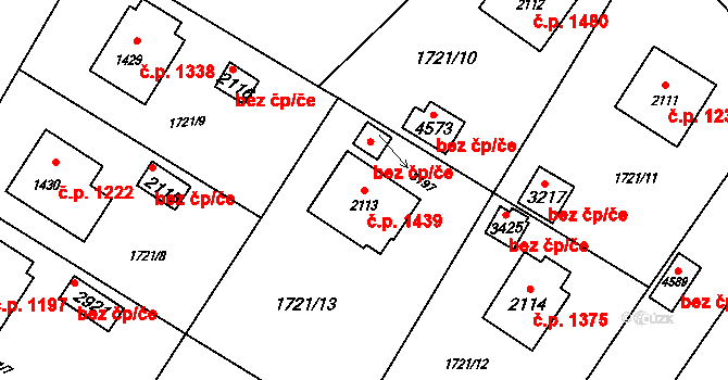 Rožnov pod Radhoštěm 1439 na parcele st. 2113 v KÚ Rožnov pod Radhoštěm, Katastrální mapa