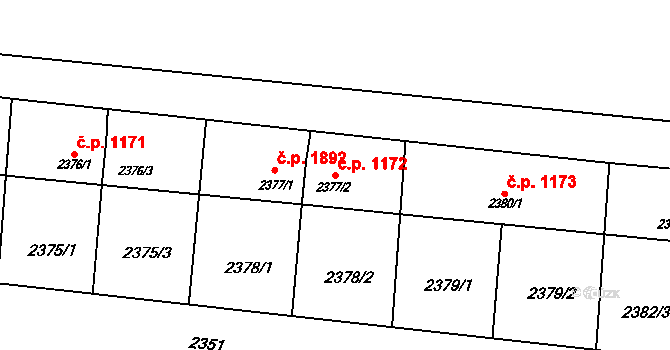 Petřvald 1172 na parcele st. 2377/2 v KÚ Petřvald u Karviné, Katastrální mapa