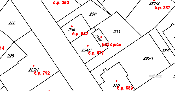 Nový Bohumín 577, Bohumín na parcele st. 234/1 v KÚ Nový Bohumín, Katastrální mapa