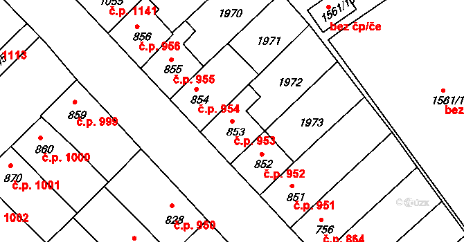 Předměstí 953, Svitavy na parcele st. 853 v KÚ Svitavy-předměstí, Katastrální mapa