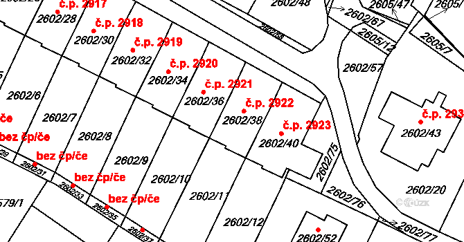Teplice 2922 na parcele st. 2602/38 v KÚ Teplice, Katastrální mapa