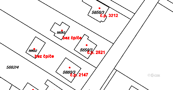 Frýdek 2521, Frýdek-Místek na parcele st. 5659/3 v KÚ Frýdek, Katastrální mapa