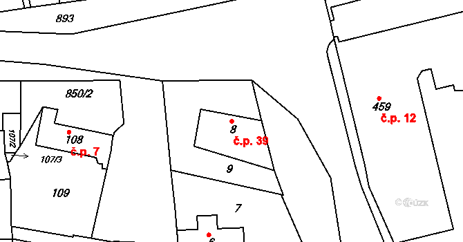 Bohnice 39, Praha na parcele st. 8 v KÚ Bohnice, Katastrální mapa