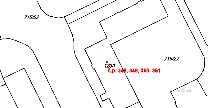 Příbram VII 348,349,350,351, Příbram na parcele st. 1239 v KÚ Březové Hory, Katastrální mapa