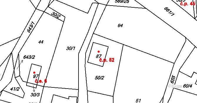 Kotel 52, Osečná na parcele st. 87 v KÚ Kotel, Katastrální mapa