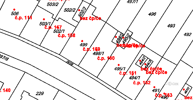 Pražské Předměstí 160, Bílina na parcele st. 498/1 v KÚ Bílina, Katastrální mapa