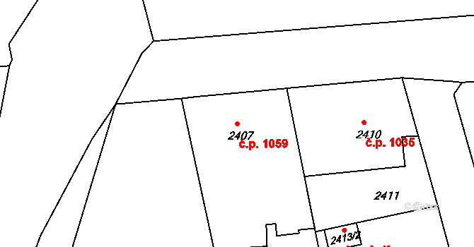 Rumburk 1 1059, Rumburk na parcele st. 2407 v KÚ Rumburk, Katastrální mapa