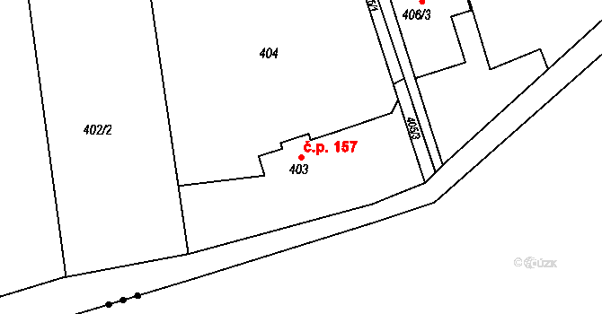 Řícmanice 157 na parcele st. 403 v KÚ Řícmanice, Katastrální mapa