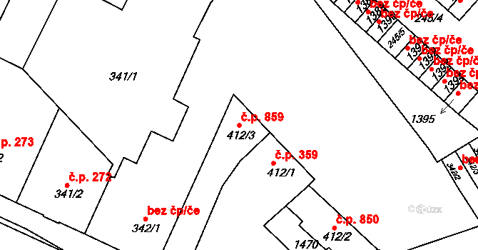 Hostinné 859 na parcele st. 412/3 v KÚ Hostinné, Katastrální mapa