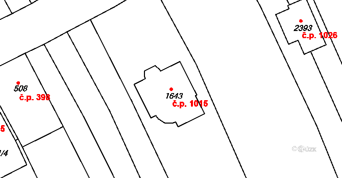 Bojkovice 1015 na parcele st. 1643 v KÚ Bojkovice, Katastrální mapa