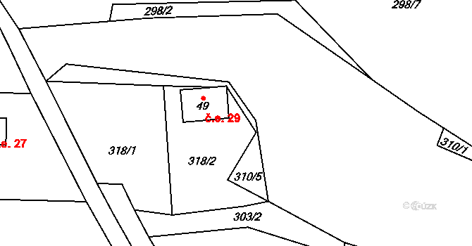 Brdo 29, Manětín na parcele st. 49 v KÚ Brdo u Manětína, Katastrální mapa
