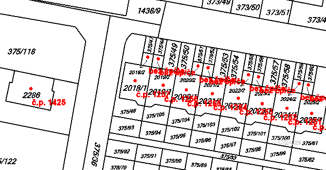 Starý Plzenec 1256 na parcele st. 2019/1 v KÚ Starý Plzenec, Katastrální mapa