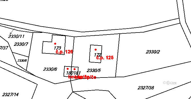 Pusté Skaliny 125, Benešov nad Černou na parcele st. 172 v KÚ Děkanské Skaliny, Katastrální mapa