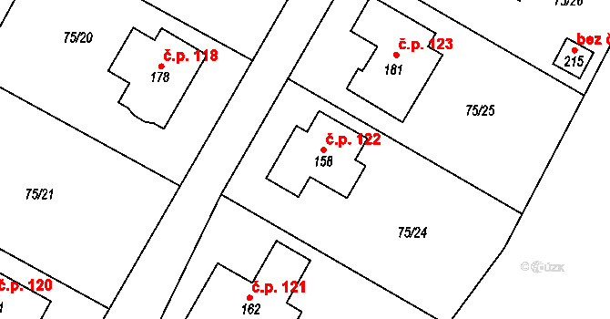 Noutonice 122, Lichoceves na parcele st. 158 v KÚ Noutonice, Katastrální mapa