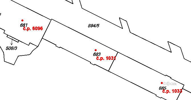Poruba 1031, Ostrava na parcele st. 683 v KÚ Poruba, Katastrální mapa
