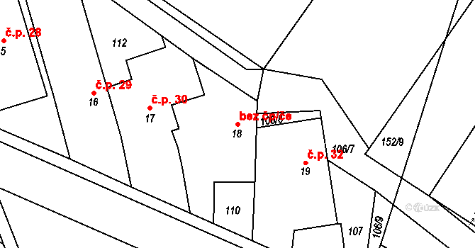 Tetín 39802043 na parcele st. 18 v KÚ Tetín, Katastrální mapa