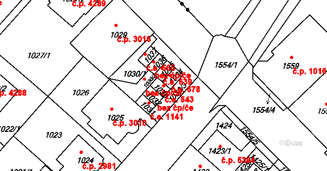 Chomutov 43035043 na parcele st. 1033 v KÚ Chomutov II, Katastrální mapa