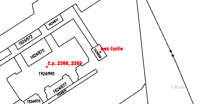Karviná 43950043 na parcele st. 1624/668 v KÚ Karviná-město, Katastrální mapa