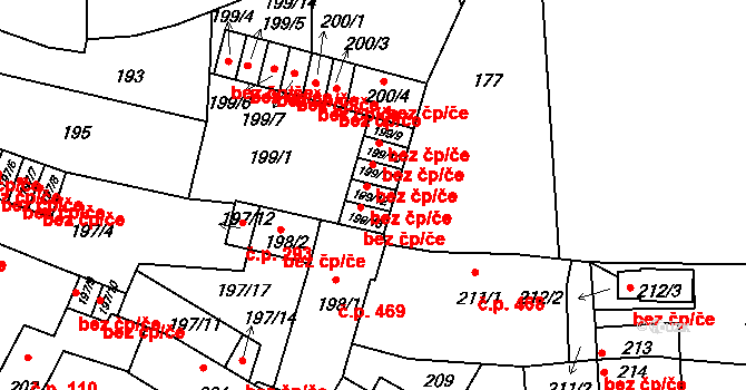 Sedlčany 44499043 na parcele st. 199/12 v KÚ Sedlčany, Katastrální mapa