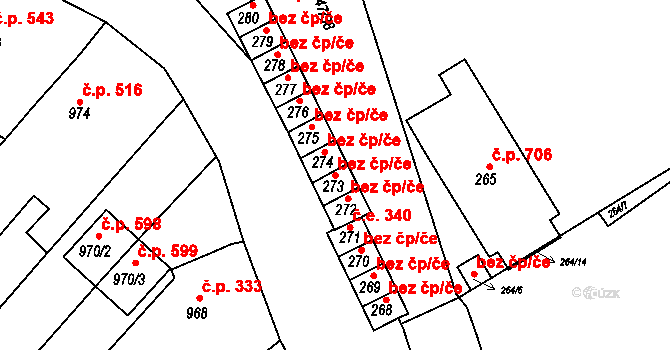 Brno 45535043 na parcele st. 273 v KÚ Bosonohy, Katastrální mapa