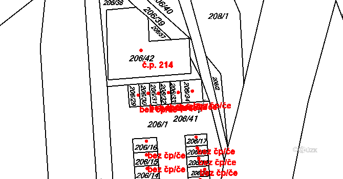 Sosnová 45952043 na parcele st. 206/32 v KÚ Sosnová u České Lípy, Katastrální mapa