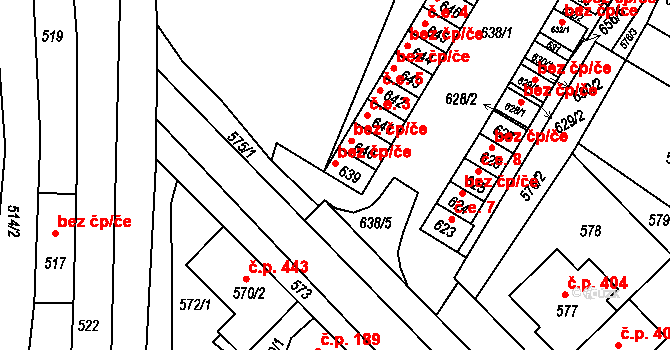 Těšany 47902043 na parcele st. 639 v KÚ Těšany, Katastrální mapa