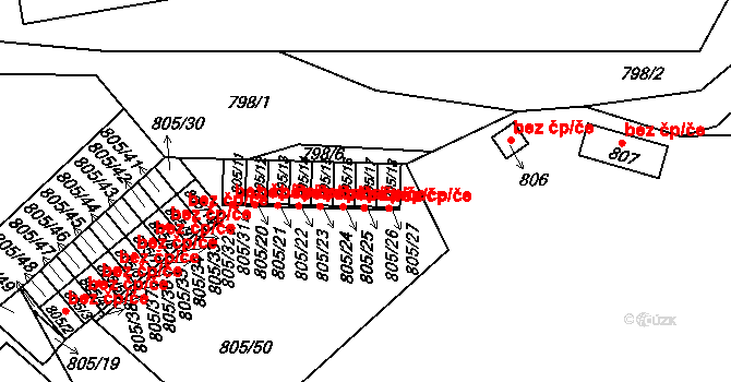 Teplice 48220043 na parcele st. 805/17 v KÚ Teplice-Řetenice, Katastrální mapa