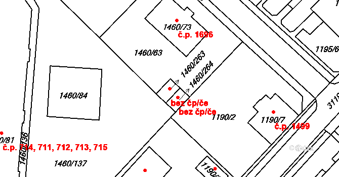 Frýdek-Místek 48654043 na parcele st. 1460/263 v KÚ Místek, Katastrální mapa