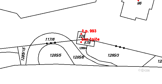Stařeč 49099043 na parcele st. 578 v KÚ Stařeč, Katastrální mapa