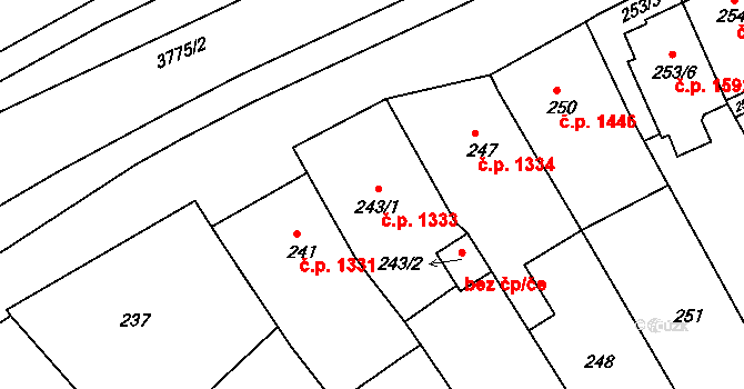 Kunovice 1333 na parcele st. 243/1 v KÚ Kunovice u Uherského Hradiště, Katastrální mapa