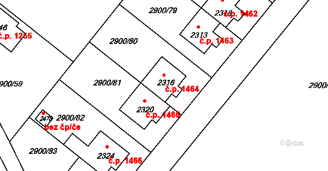 Rosice 1464 na parcele st. 2316 v KÚ Rosice u Brna, Katastrální mapa