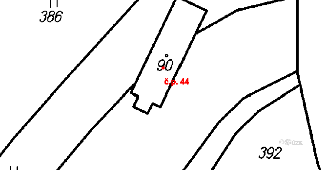 Smržovice 44, Kdyně na parcele st. 90 v KÚ Smržovice, Katastrální mapa