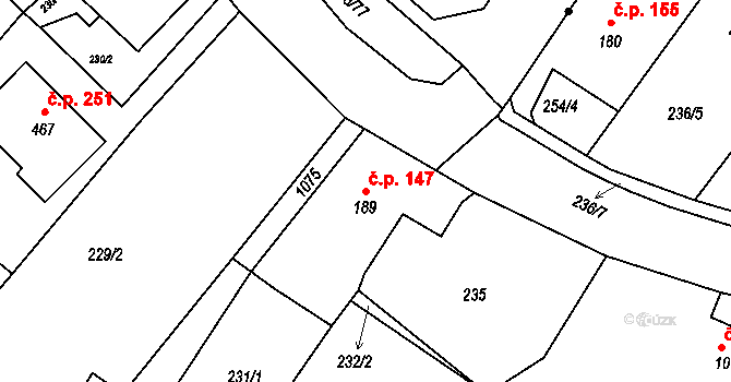 Orlice 147, Letohrad na parcele st. 189 v KÚ Orlice, Katastrální mapa