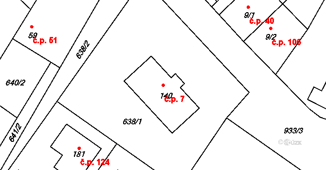 Litětiny 7, Dolní Roveň na parcele st. 140 v KÚ Litětiny, Katastrální mapa